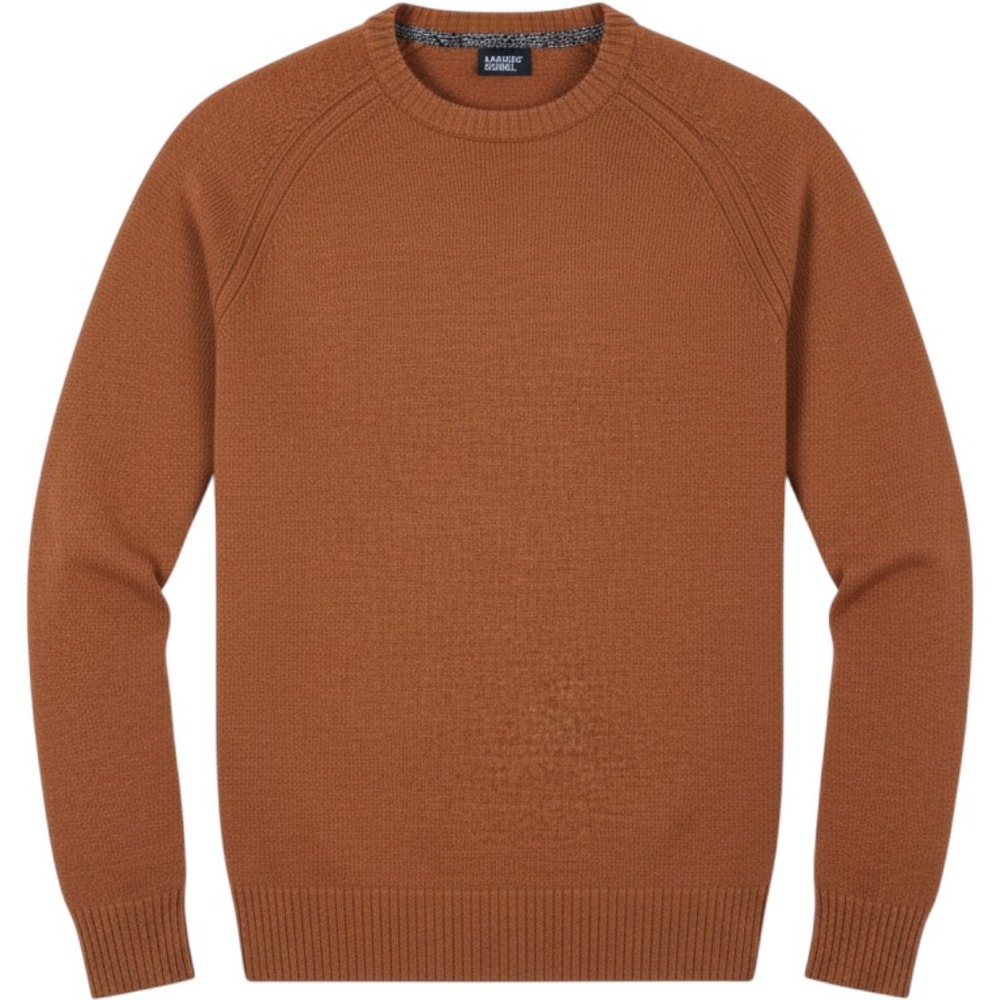 Lands End Lambswool Crew Sweater Men Small 34-36 Honey Ginger Soft Office Casual